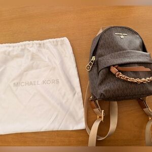 Michael Kors Dark Brown mini backpack  with Braided zipper